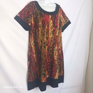 Ronni Nicole Women's Short Sleeve Fall Print Midi Dress Plus Sz 18W